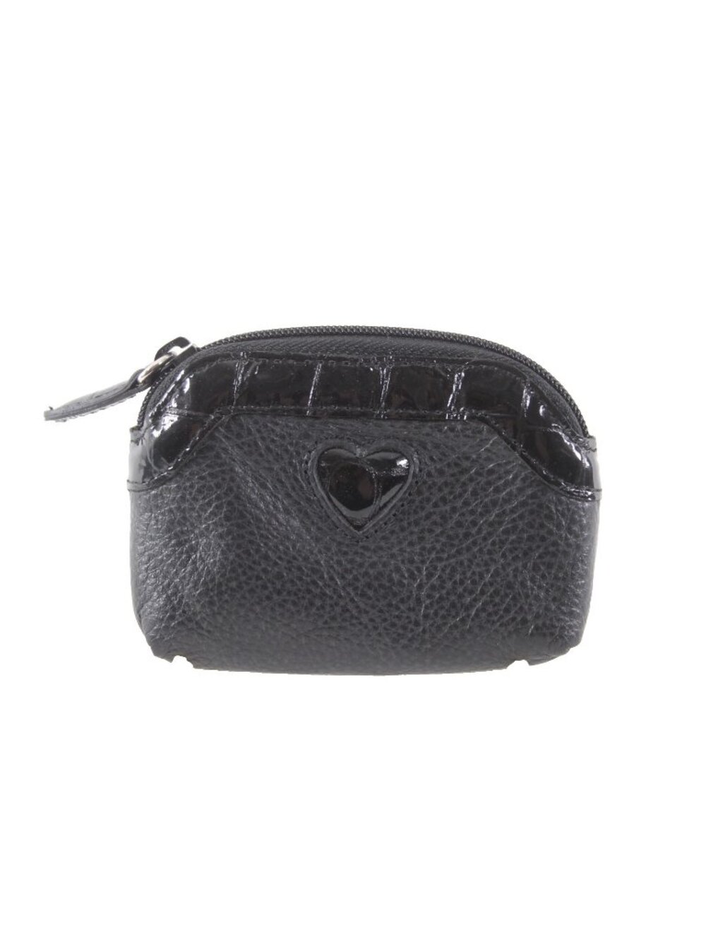 Brighton Wallet 4 x 3 x 1 Black Pebbled Heart Design Zipper Leather Wallet